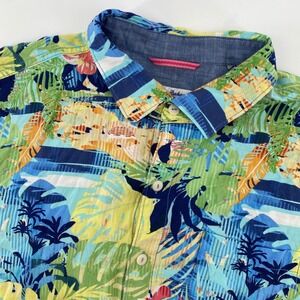 Tommy Bahama Veracruz Cay Mens Large Short Sleeve Tropical Floral Shirt Toucan